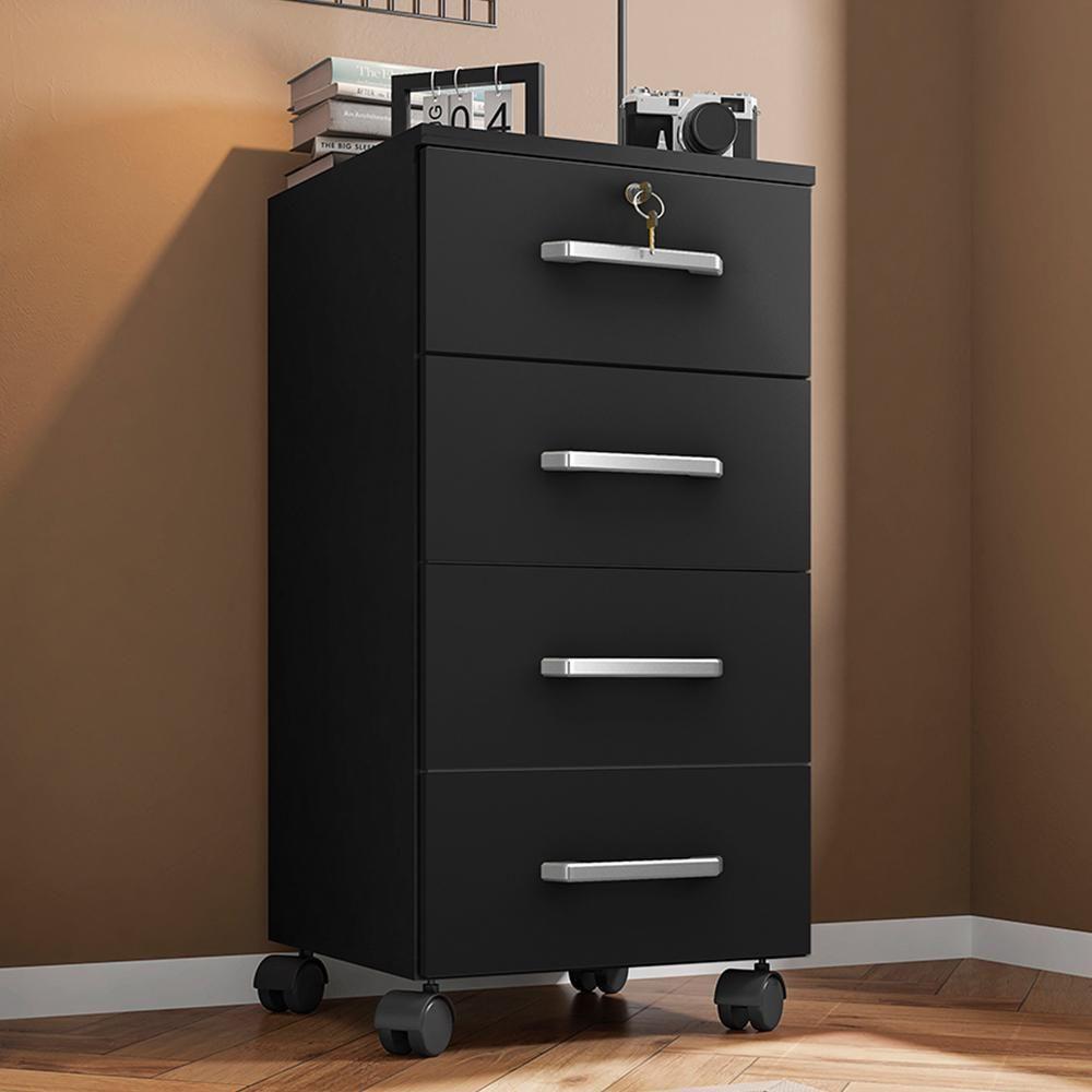 Gaveteiro Gávea 4 Gavetas Preto Trama Com Rodízios - Móveis Leão Preto Trama - 2