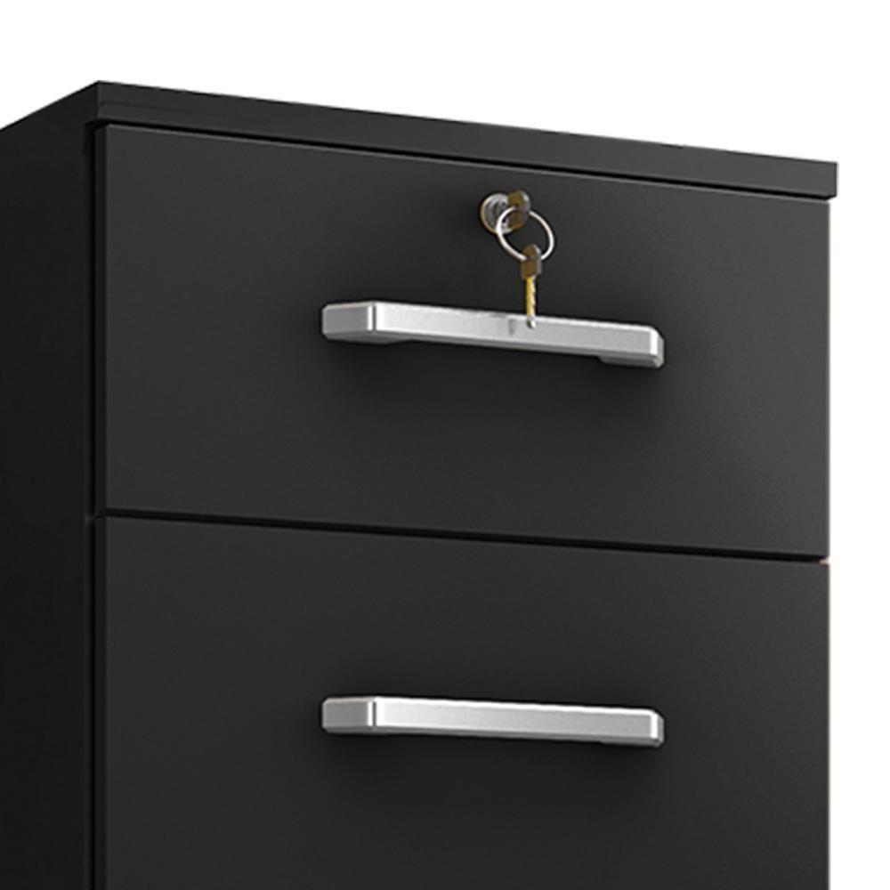 Gaveteiro Gávea 4 Gavetas Preto Trama Com Rodízios - Móveis Leão Preto Trama - 3