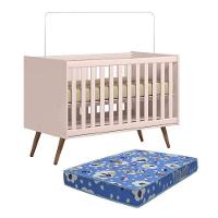 Berço Mini Cama Q Encanto Retrô Rosa Com Colchão Baby Physical - Qmovi Rosa - 1