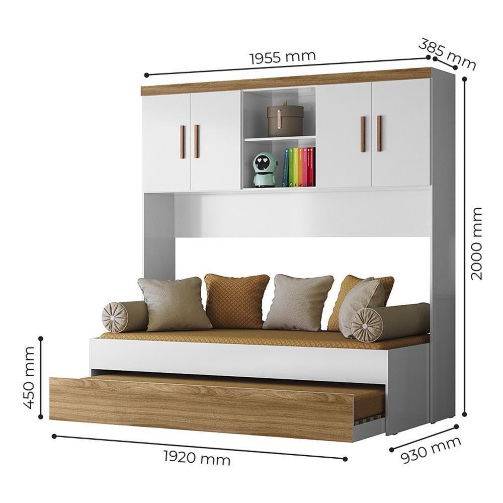 Jogo De Quarto Infantil ônix Aéreo 4 Portas E Bicama Flex Nature-branco - Peternella Móveis Nature-branco - 2