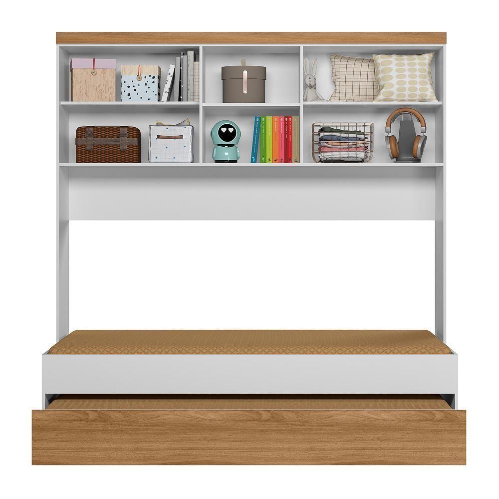 Jogo De Quarto Infantil ônix Aéreo 4 Portas E Bicama Flex Nature-branco - Peternella Móveis Nature-branco - 4