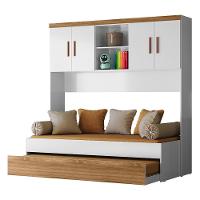 Jogo De Quarto Infantil ônix Aéreo 4 Portas E Bicama Flex Nature-branco - Peternella Móveis Nature-branco - 1