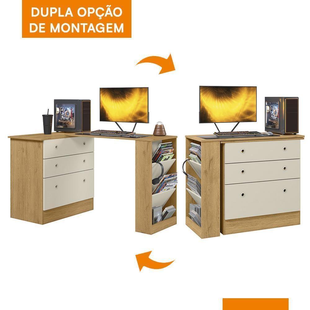 Cômoda Com Mesa Giratória Gamer Freijó-off White Fosco - Qmovi Freijó-off White Fosco - 2