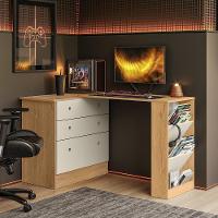 Cômoda Com Mesa Giratória Gamer Freijó-off White Fosco - Qmovi Freijó-off White Fosco - 5