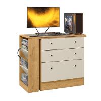 Cômoda Com Mesa Giratória Gamer Freijó-off White Fosco - Qmovi Freijó-off White Fosco - 6