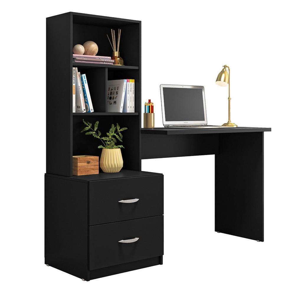 Escrivaninha Cristal Preto Fosco - Peternella Móveis Preto Fosco - 1