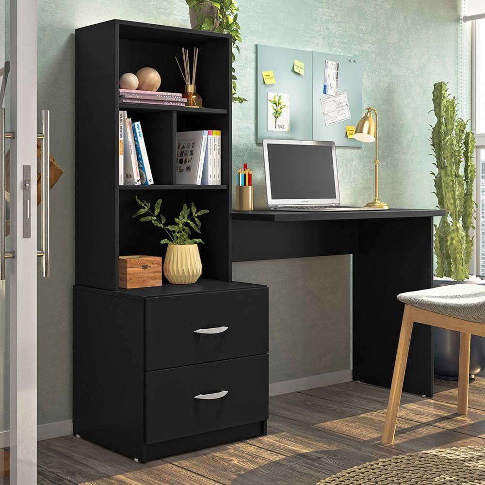 Escrivaninha Cristal Preto Fosco - Peternella Móveis Preto Fosco - 2