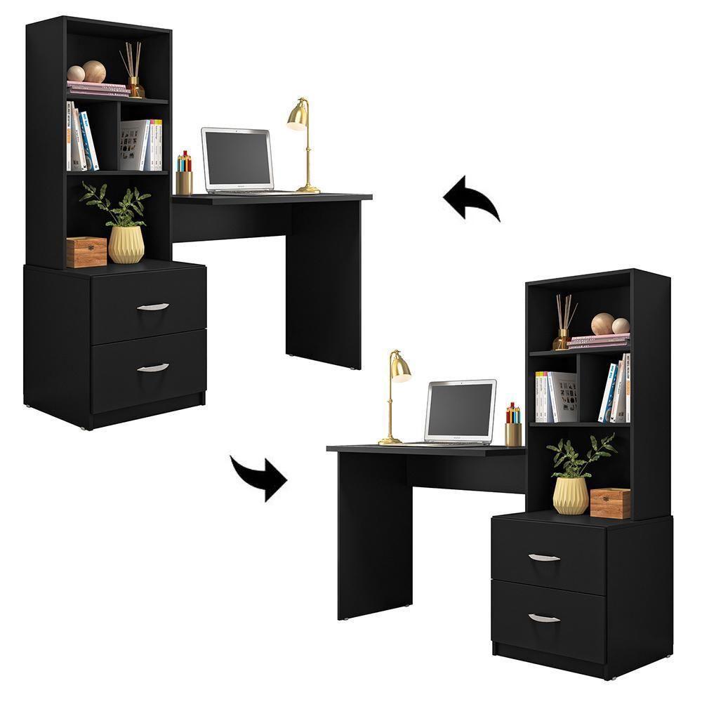 Escrivaninha Cristal Preto Fosco - Peternella Móveis Preto Fosco - 3