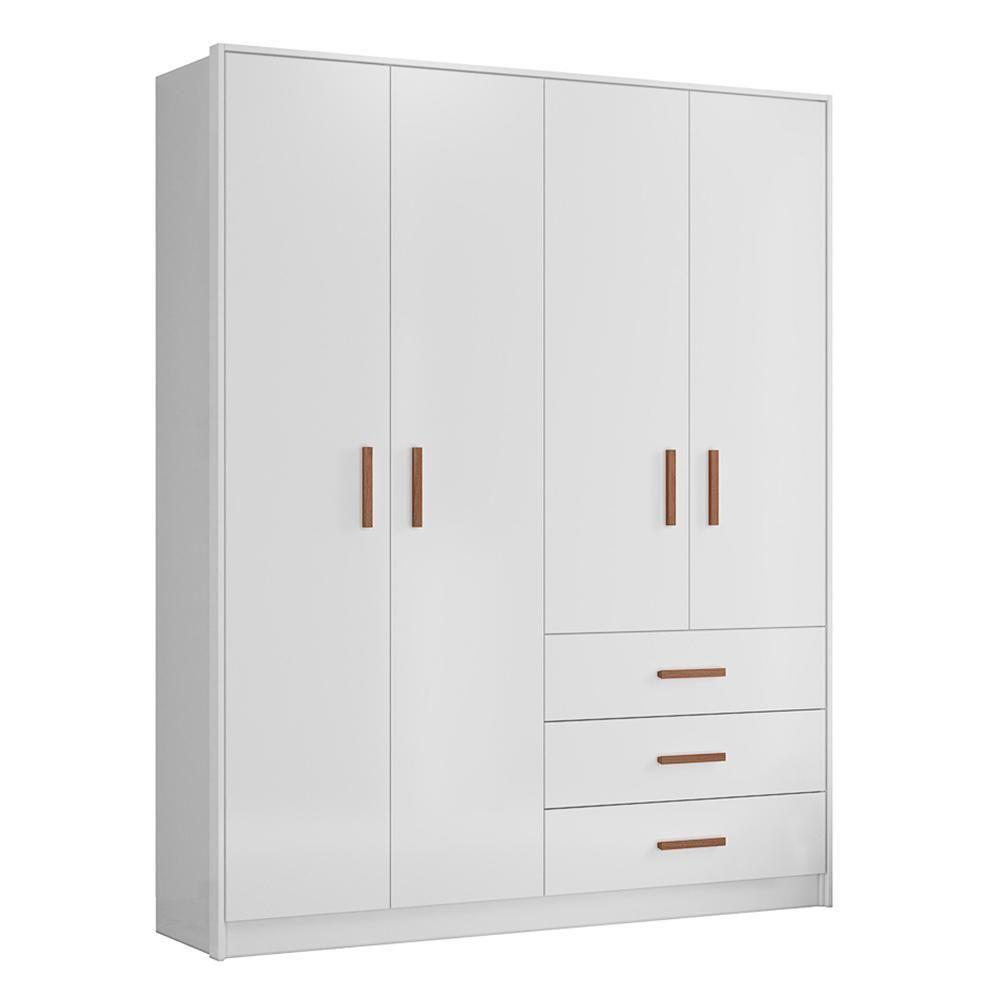 Jogo De Quarto Infantil Pérola Guarda Roupa E Berço Branco - Peternella Móveis Branco - 3