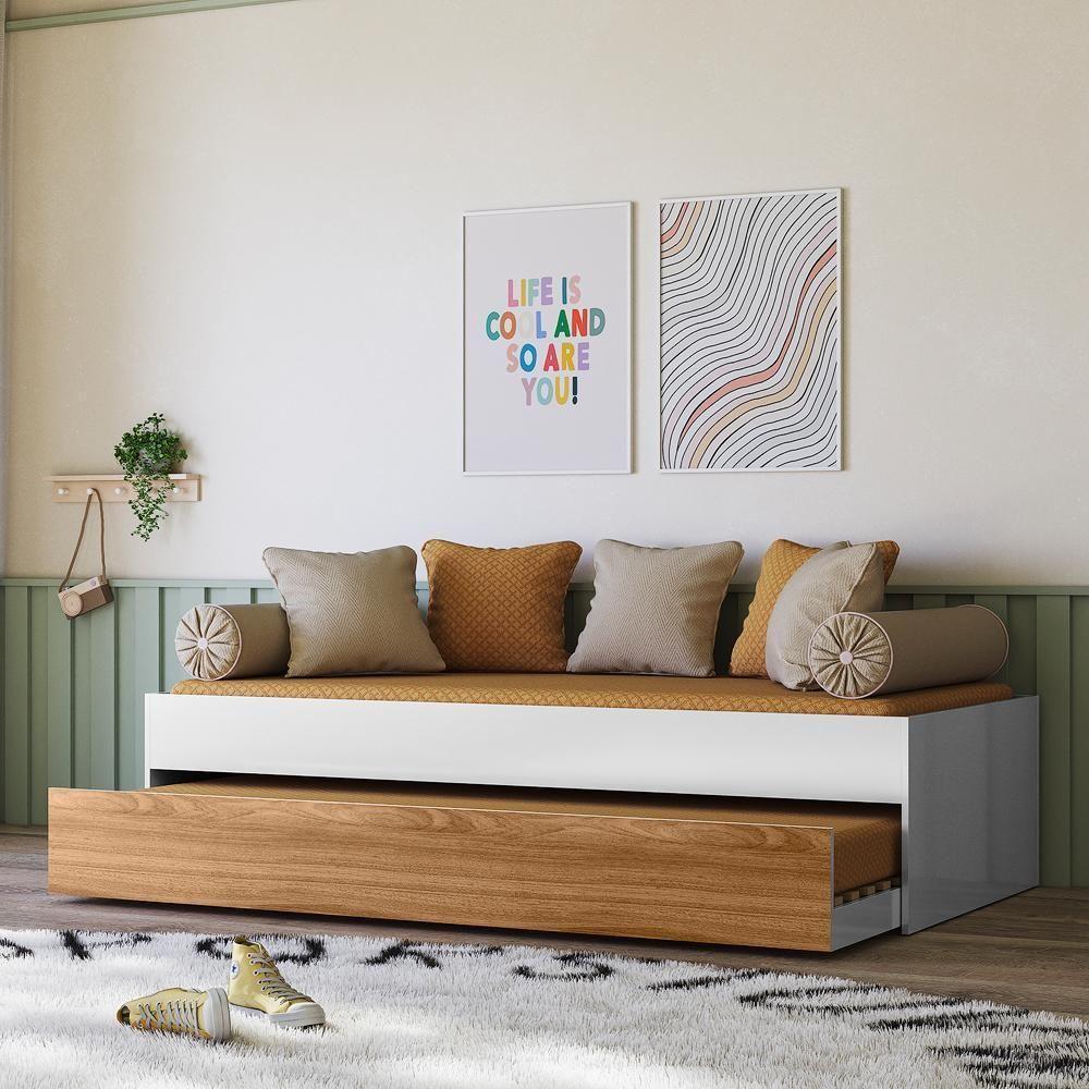 Bicama Solteiro ônix Flex Nature-branco Com Colchões Physical D20 - Peternella Móveis Nature-branco - 2