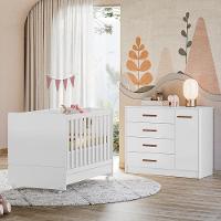 Jogo De Quarto Infantil Pérola Cômoda E Berço Branco - Peternella Móveis Branco - 2