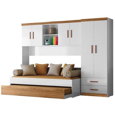 Dormitório Infantil ônix Guarda Roupa, Aéreo 4 Portas E Bicama Flex Nature-branco - Peternella Móveis Nature-branco