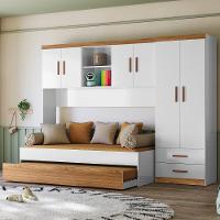 Dormitório Infantil ônix Guarda Roupa, Aéreo 4 Portas E Bicama Flex Nature-branco - Peternella Móveis Nature-branco - 5