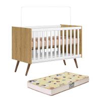 Berço Mini Cama Q Encanto Retrô Freijó-branco Acetinado Com Colchão Supreme - Qmovi Freijó-branco Acetinado - 1