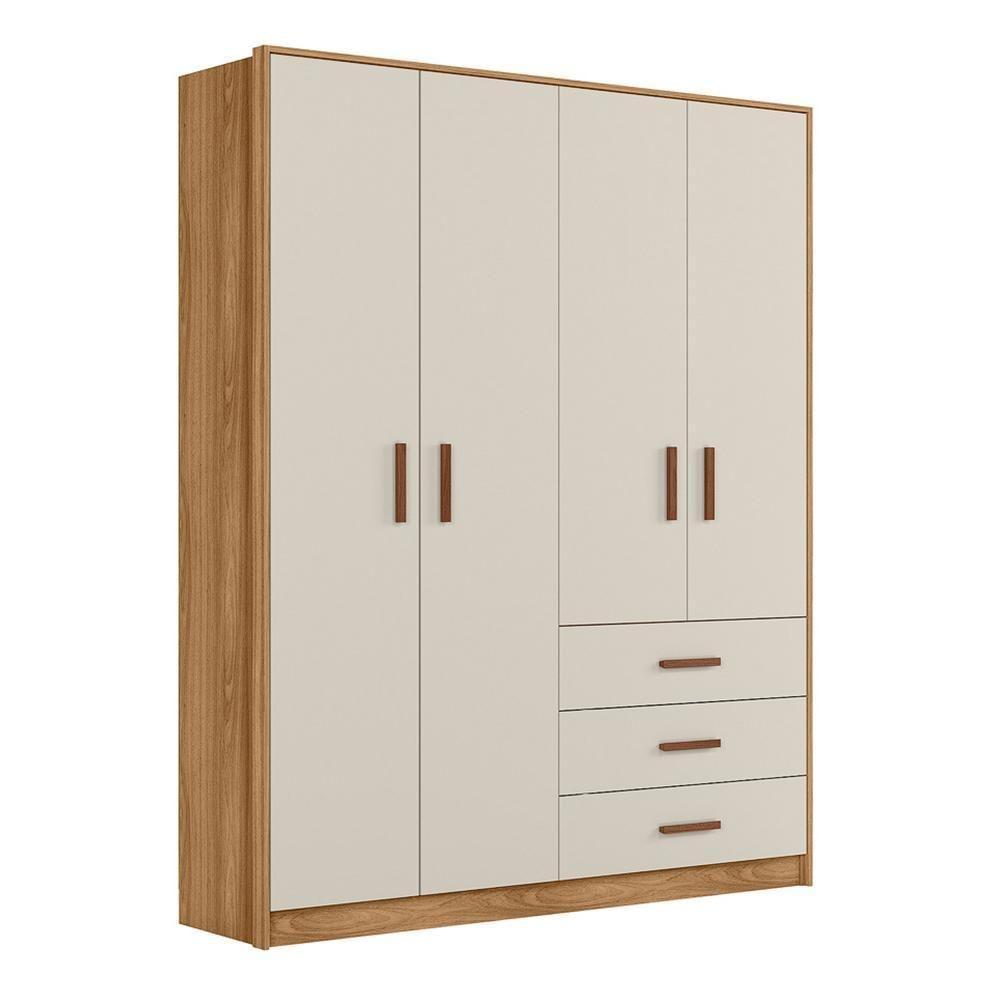 Jogo De Quarto Infantil Pérola Guarda Roupa E Cômoda Nature-off White - Peternella Móveis Nature-off White - 2