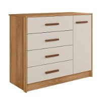 Jogo De Quarto Infantil Pérola Guarda Roupa E Cômoda Nature-off White - Peternella Móveis Nature-off White