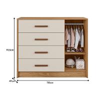 Jogo De Quarto Infantil Pérola Guarda Roupa E Cômoda Nature-off White - Peternella Móveis Nature-off White - 5