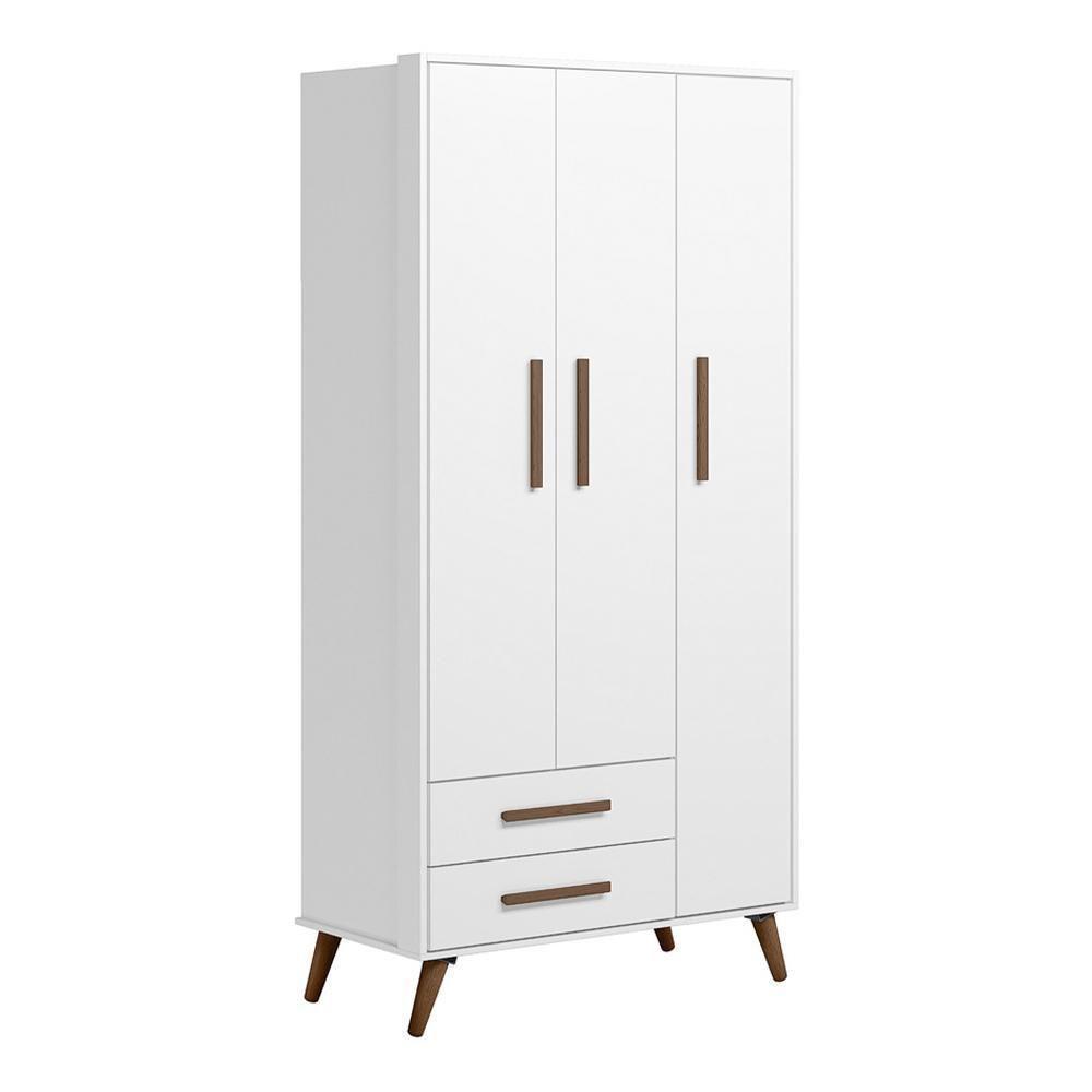 Jogo De Quarto Infantil Q Encanto Retrô Com Guarda Roupa E Cômoda Branco Acetinado - Qmovi Branco Acetinado - 2