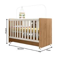 Jogo De Quarto Infantil Pérola Guarda Roupa E Berço Nature-off White - Peternella Móveis Nature-off White - 6