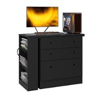 Cômoda Com Mesa Giratória Gamer Preto Fosco - Qmovi Preto Fosco - 3