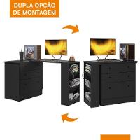 Cômoda Com Mesa Giratória Gamer Preto Fosco - Qmovi Preto Fosco