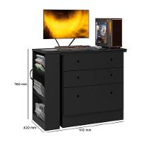 Cômoda Com Mesa Giratória Gamer Preto Fosco - Qmovi Preto Fosco - 6