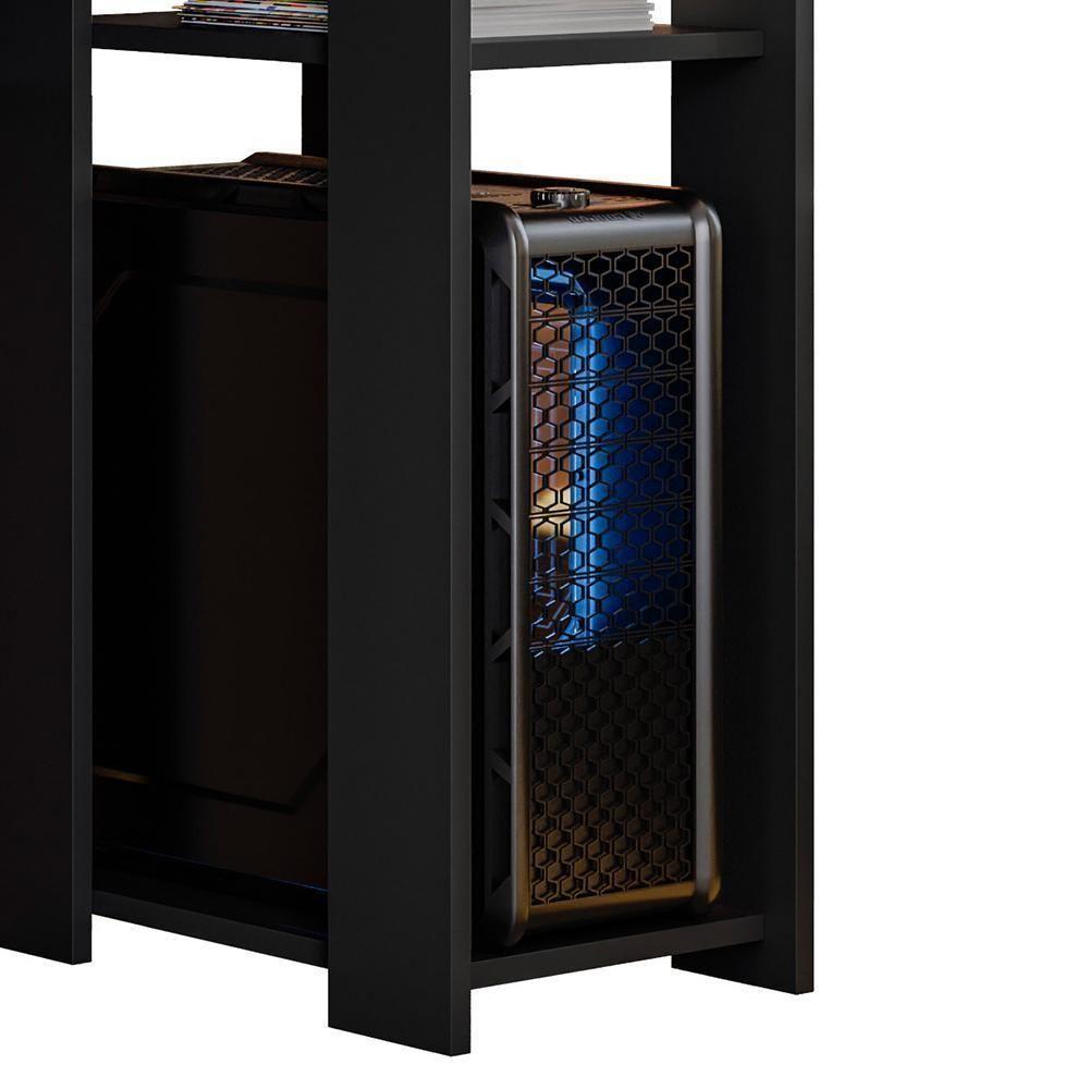 Mesa Para Computador Gamer Slim Preto - Peternella Móveis Preto - 4