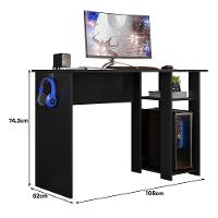 Mesa Para Computador Gamer Slim Preto - Peternella Móveis Preto - 5