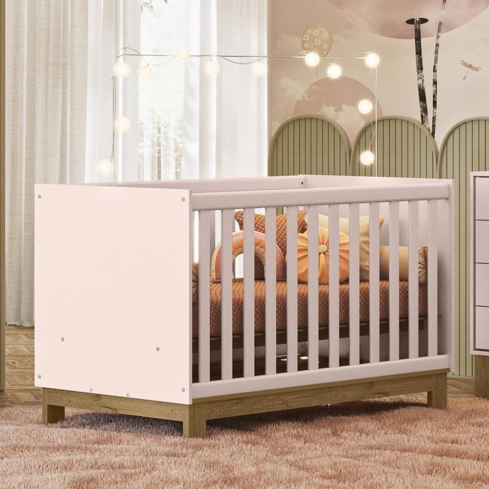 Berço Mini Cama Q Encanto Slim Rosa Acetinado Com Colchão Baby Physical - Qmovi Rosa Acetinado - 2