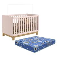 Berço Mini Cama Q Encanto Slim Rosa Acetinado Com Colchão Baby Physical - Qmovi Rosa Acetinado - 1