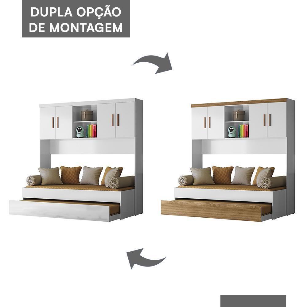 Jogo De Quarto ônix Aéreo 4 Portas E Bicama Flex Branco Com Colchões Physical D20 - Peternella Móveis Branco - 2