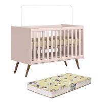 Berço Mini Cama Q Encanto Retrô Rosa Com Colchão Supreme - Qmovi Rosa - 1