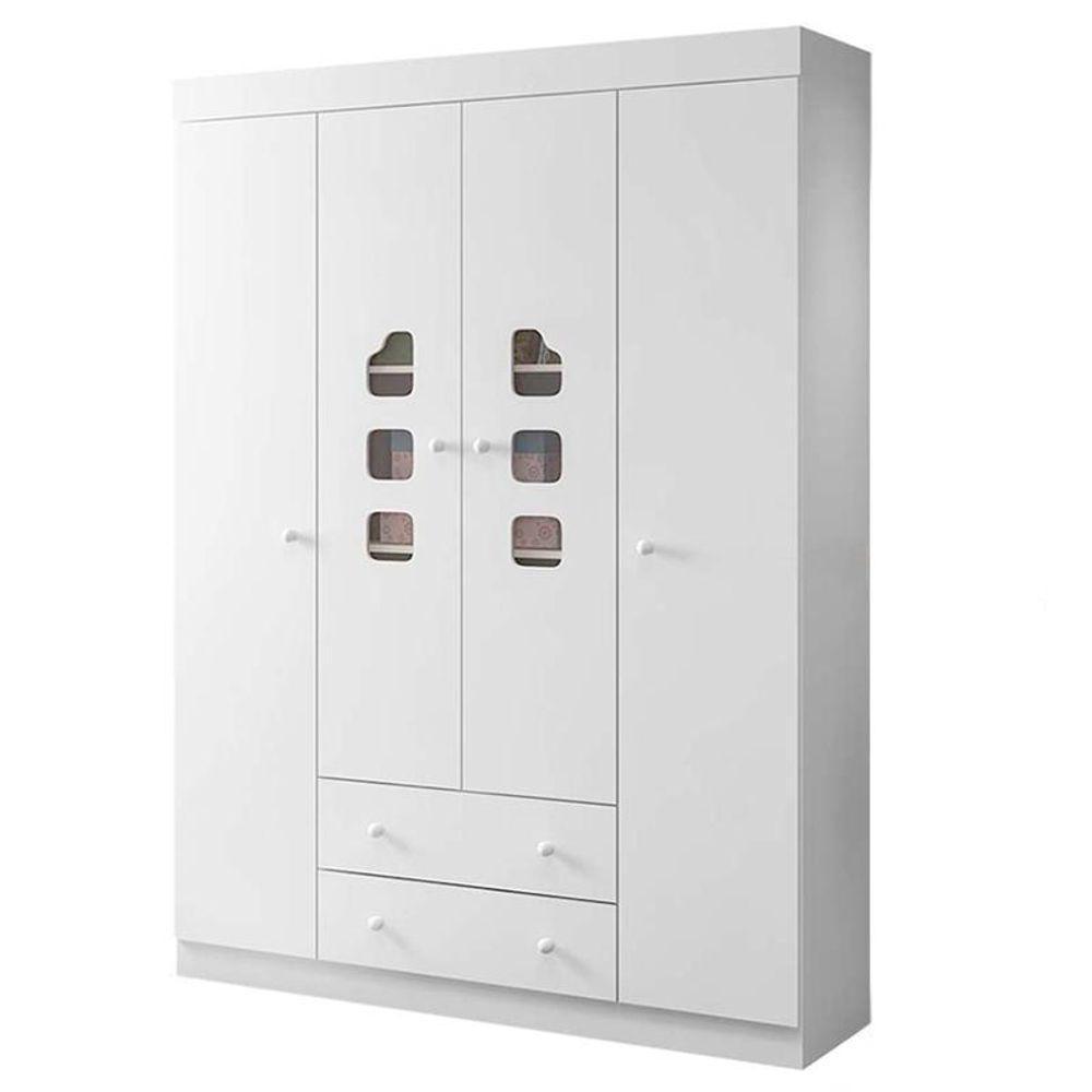 Dormitório Lívia Guarda Roupa, Cômoda E Berço Encanto Branco Com Colchão Physical - Phoenix Baby Branco - 2