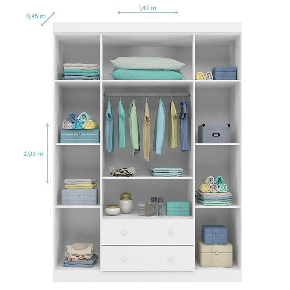 Dormitório Lívia Guarda Roupa, Cômoda E Berço Encanto Branco Com Colchão Physical - Phoenix Baby Branco - 3