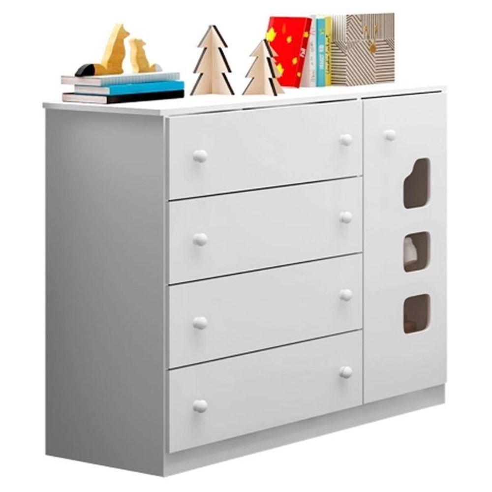 Dormitório Lívia Guarda Roupa, Cômoda E Berço Tico Branco Com Colchão Physical - Phoenix Baby Branco - 4