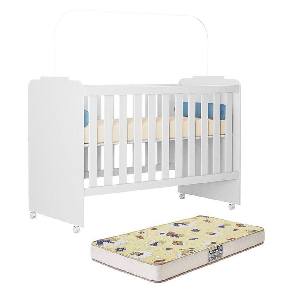 Berço Amore Branco Com Colchão Supreme - Peternella Móveis Branco - 1
