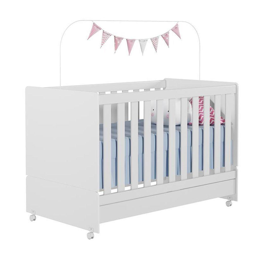 Dormitório Infantil Lívia Guarda Roupa, Cômoda E Berço Encanto Branco - Phoenix Baby Branco - 6