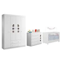 Dormitório Infantil Lívia Guarda Roupa, Cômoda E Berço Encanto Branco - Phoenix Baby Branco - 1