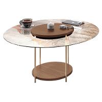 Mesa De Centro Sky Redonda Castanho Com Tampo De Vidro - Hb Móveis Castanho - 1