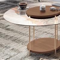 Mesa De Centro Sky Redonda Castanho Com Tampo De Vidro - Hb Móveis Castanho - 3