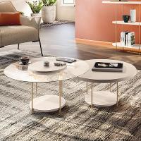 Conjunto De Mesas De Centro Sky Com Tampo De Vidro E Em Mdf Off White - Hb Móveis Off White - 2