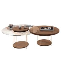 Conjunto De Mesas De Centro Sky Com Tampo De Vidro E Em Mdf Castanho - Hb Móveis Castanho - 1