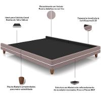 Cabeceira Casal Nilo 140cm Com Cama Pés Madeira Suném P05 Veludo Rosê - Lyam Decor