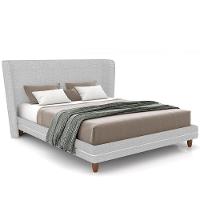 Cabeceira Casal Nilo 160cm Com Cama Pés Madeira Suném P05 Linho Cinza Claro - Lyam Decor - 1