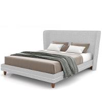 Cabeceira Casal Nilo 160cm Com Cama Pés Madeira Suném P05 Linho Cinza Claro - Lyam Decor - 2