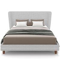 Cabeceira Casal Nilo 160cm Com Cama Pés Madeira Suném P05 Linho Cinza Claro - Lyam Decor - 3