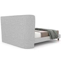 Cabeceira Casal Nilo 160cm Com Cama Pés Madeira Suném P05 Linho Cinza Claro - Lyam Decor - 9