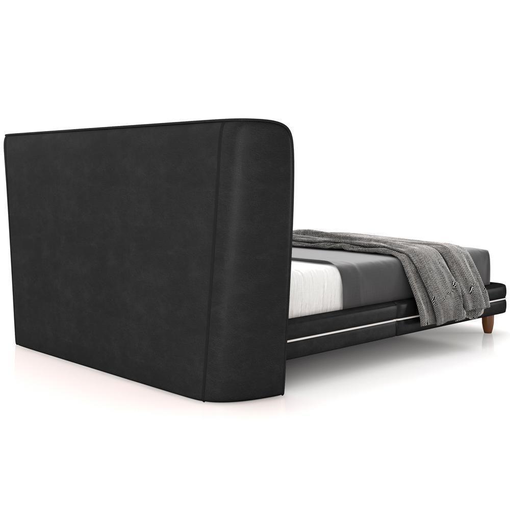 Cabeceira Casal Nilo 160cm Com Cama Pés Madeira Suném P05 Couríssimo Preto Bouclê Cru - Lyam Decor - 7