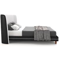 Cabeceira Casal Nilo 160cm Com Cama Pés Madeira Suném P05 Couríssimo Preto Bouclê Cru - Lyam Decor - 8