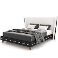 Cabeceira Casal Nilo 160cm Com Cama Pés Madeira Suném P05 Couríssimo Preto Bouclê Cru - Lyam Decor - 9